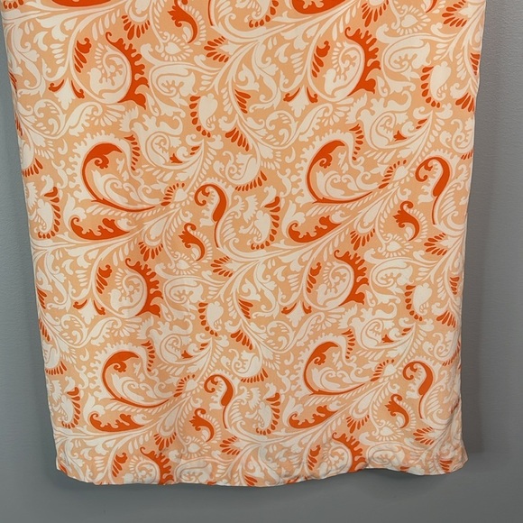 CLUB MONACO Silk Printed Shift Tunic Top Orange Peach Cap Sleeve Lined Size XS - Picture 5 of 11